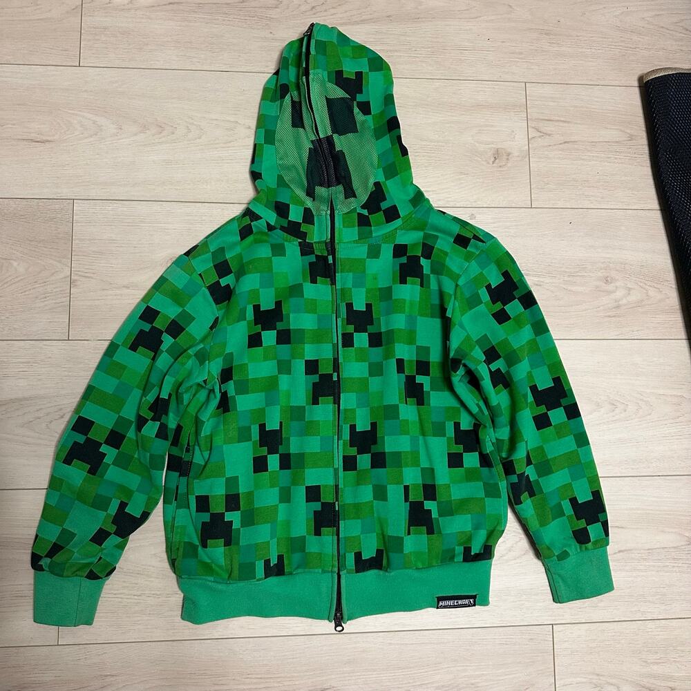 Minecraft Creeper Costume Boys Youth Sweatshirt Hoodie Sz S